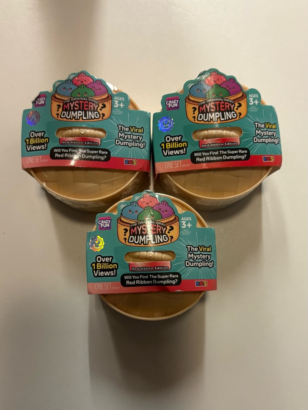 🎀 3-Pack mini Mystery Dumpling Red Ribbon Edition Squishies NEW SEALED